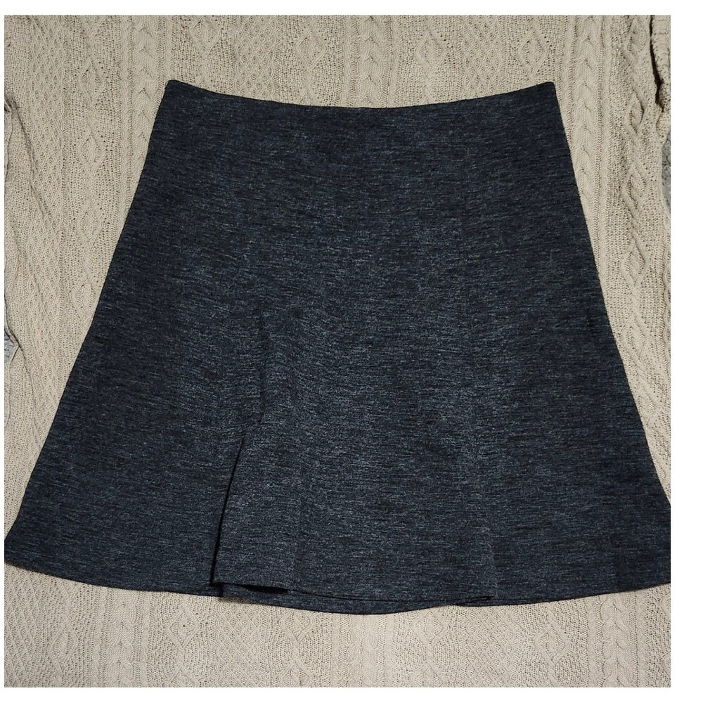 Loft Outlet Womens Medium Charcoal Gray Heathered A-Line Knit Mini Skirt Elastic